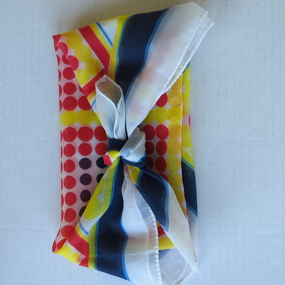 Polka Dot Red White Blue Square Scarf 20 x 20.5 Red White Blue Yellow